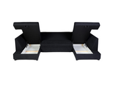 Deluxe Black U Shape Sofa Bed With Storage Kensington Fabric