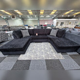 Bishop U Shape Sofa High Back In Black And Cream Colour - MNS (MY NEW SOFA) LTD