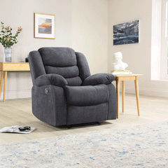 Roma Fabric Recliner Sofa Arm Chair Grey