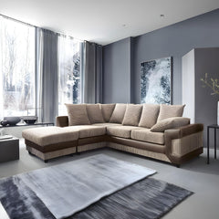 Amazing Sofas NEW LARGE DINO CORNER SOFA JUMBO CORD BEIGE BROWN  LEFT OR RIGHT  MNS (MY NEW SOFA) LTD