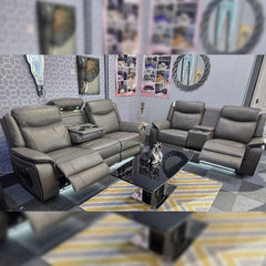 Parada Leather Electric Recliner Sofa 3+2 Seater-Bluetooth/USB/C-Type/Led/Cooling-Heating Cup Holders