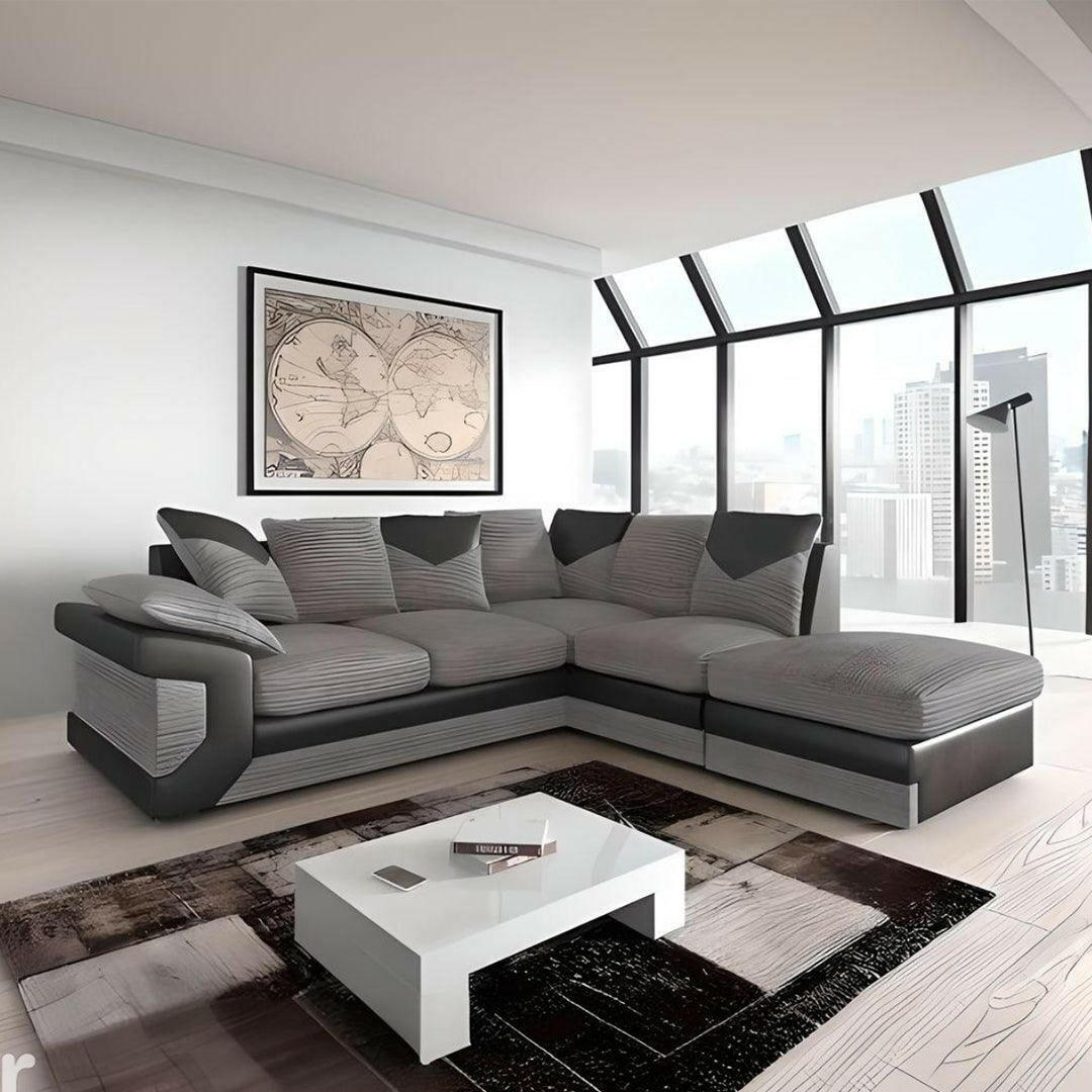DINO CORNER SOFA GREY AND BLACK