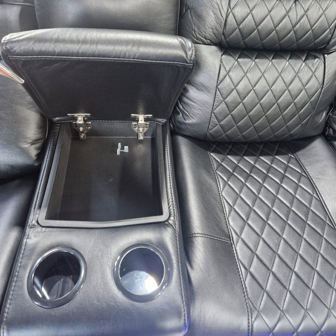 MNS Halifax Leather Electric Recliner Corner Sofa(Black,Grey,Beige)-USB Ports/LED LIGHTS/CUP HOLDERS