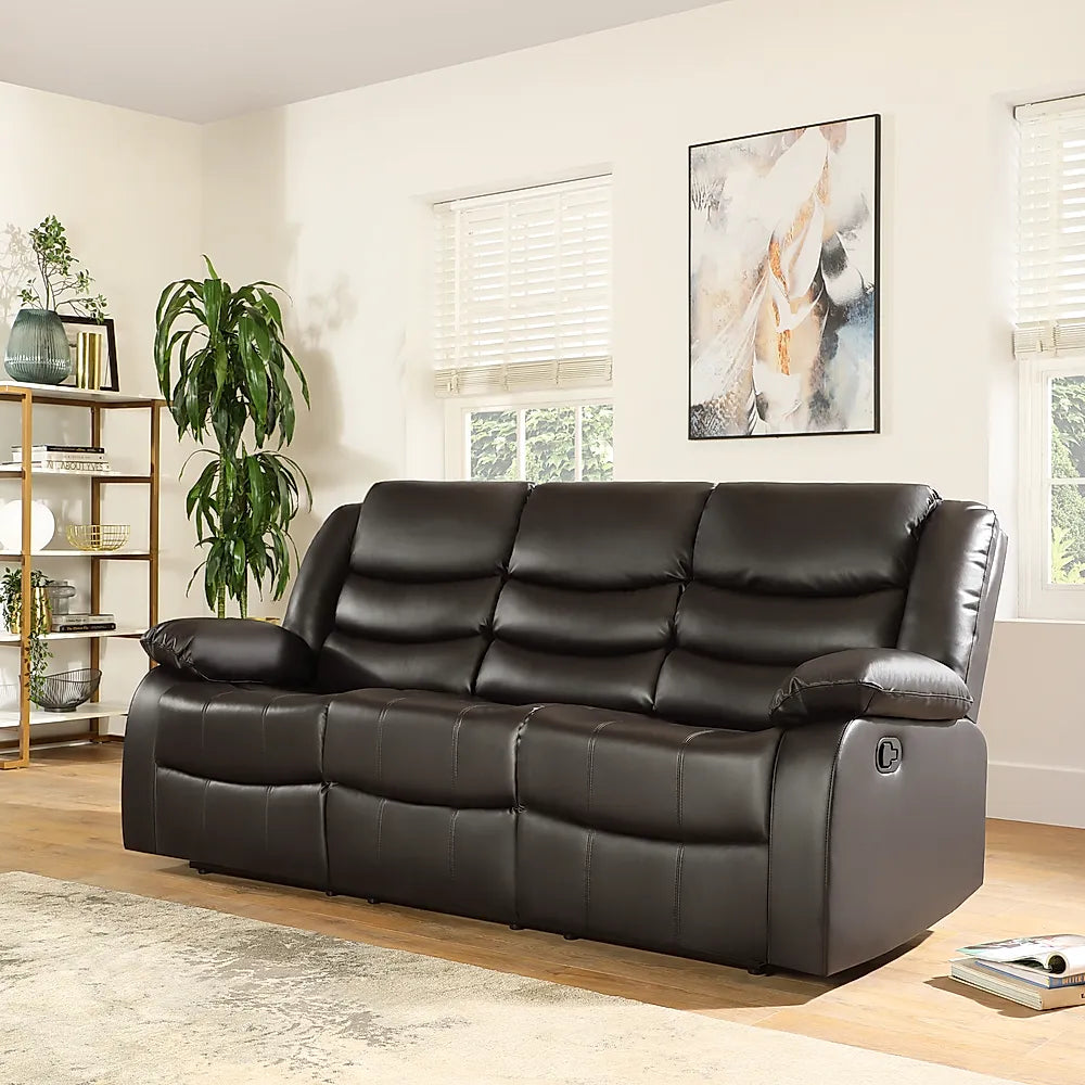 ROMA LEATHER RECLINER SOFA WITH CUPHOLDERS - 3+2 SEATER SOFA