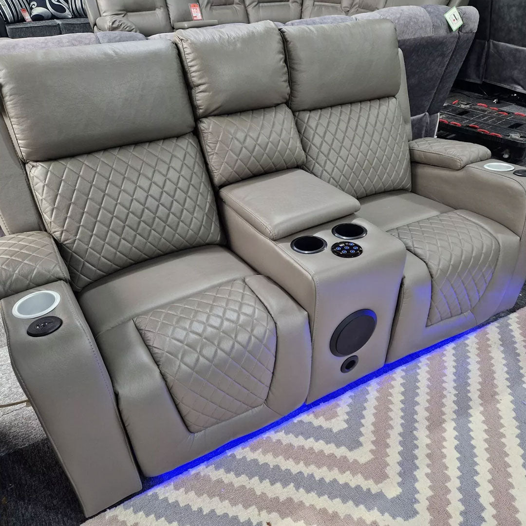 MNS Florida Music Electric Recliners 3+2 Seater Leather Sofa (Black, Grey) Blutooth Speakers/LED LIGHTS/USB CHARGER