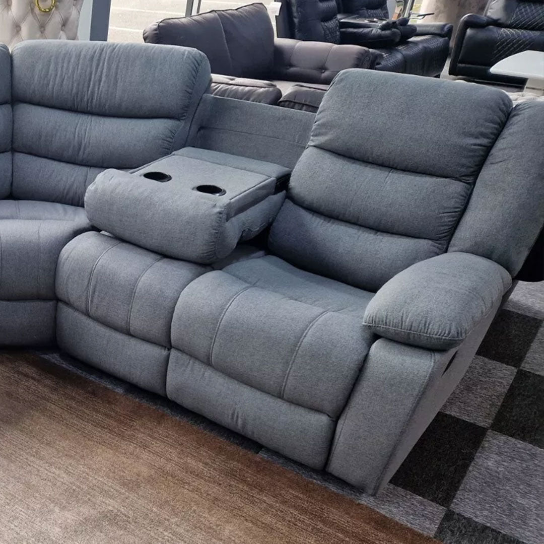 Roma Fabric Recliner Corner Sofa Grey
