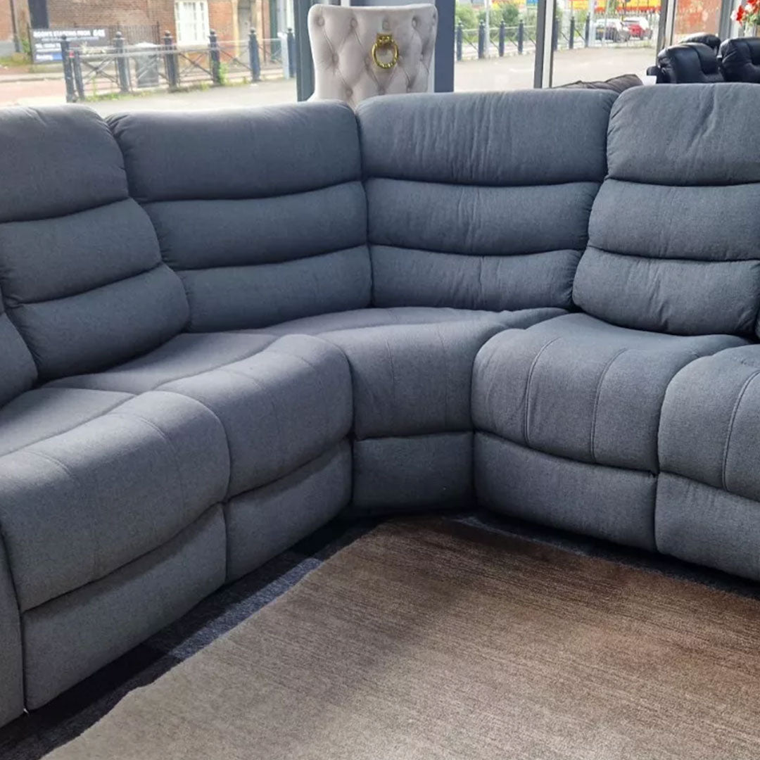 Roma Fabric Recliner Corner Sofa Grey