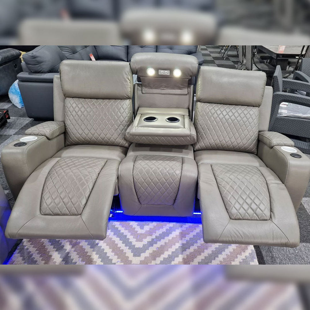 MNS Florida Music Electric Recliners 3+2 Seater Leather Sofa (Black, Grey) Blutooth Speakers/LED LIGHTS/WIRELESS CHARGER MNS (MY NEW SOFA) LTD