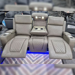 MNS Florida Music Electric Recliners 3+2 Seater Leather Sofa (Black, Grey) Blutooth Speakers/LED LIGHTS/WIRELESS CHARGER MNS (MY NEW SOFA) LTD
