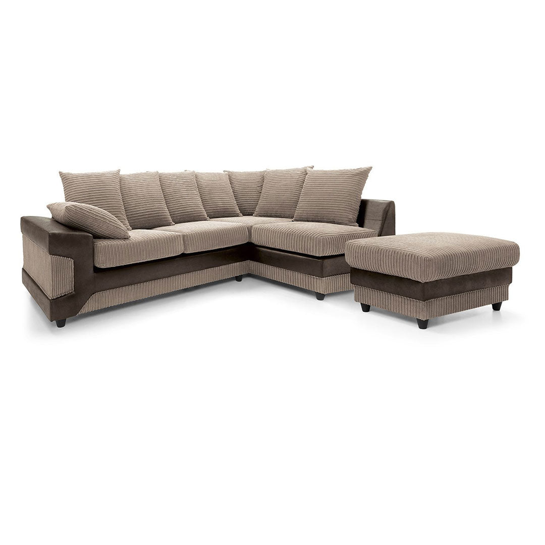 Amazing Sofas NEW LARGE DINO CORNER SOFA JUMBO CORD BEIGE BROWN  LEFT OR RIGHT