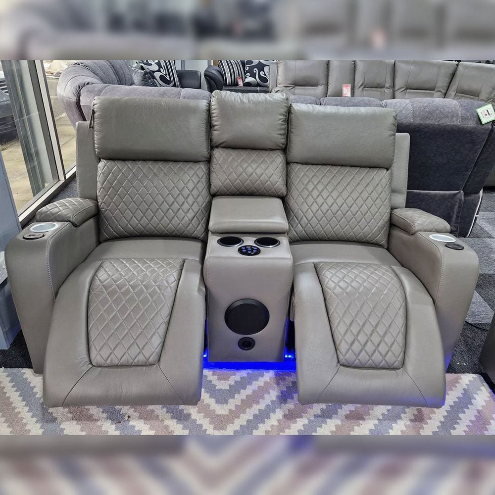 MNS Florida Music Electric Recliners 3+2 Seater Leather Sofa (Black, Grey) Blutooth Speakers/LED LIGHTS/WIRELESS CHARGER