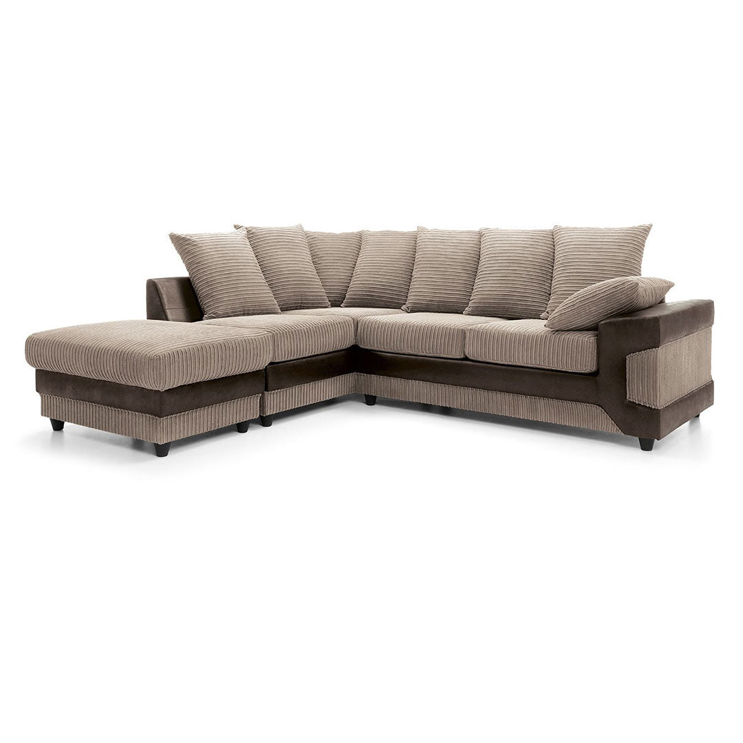 Amazing Sofas NEW LARGE DINO CORNER SOFA JUMBO CORD BEIGE BROWN  LEFT OR RIGHT