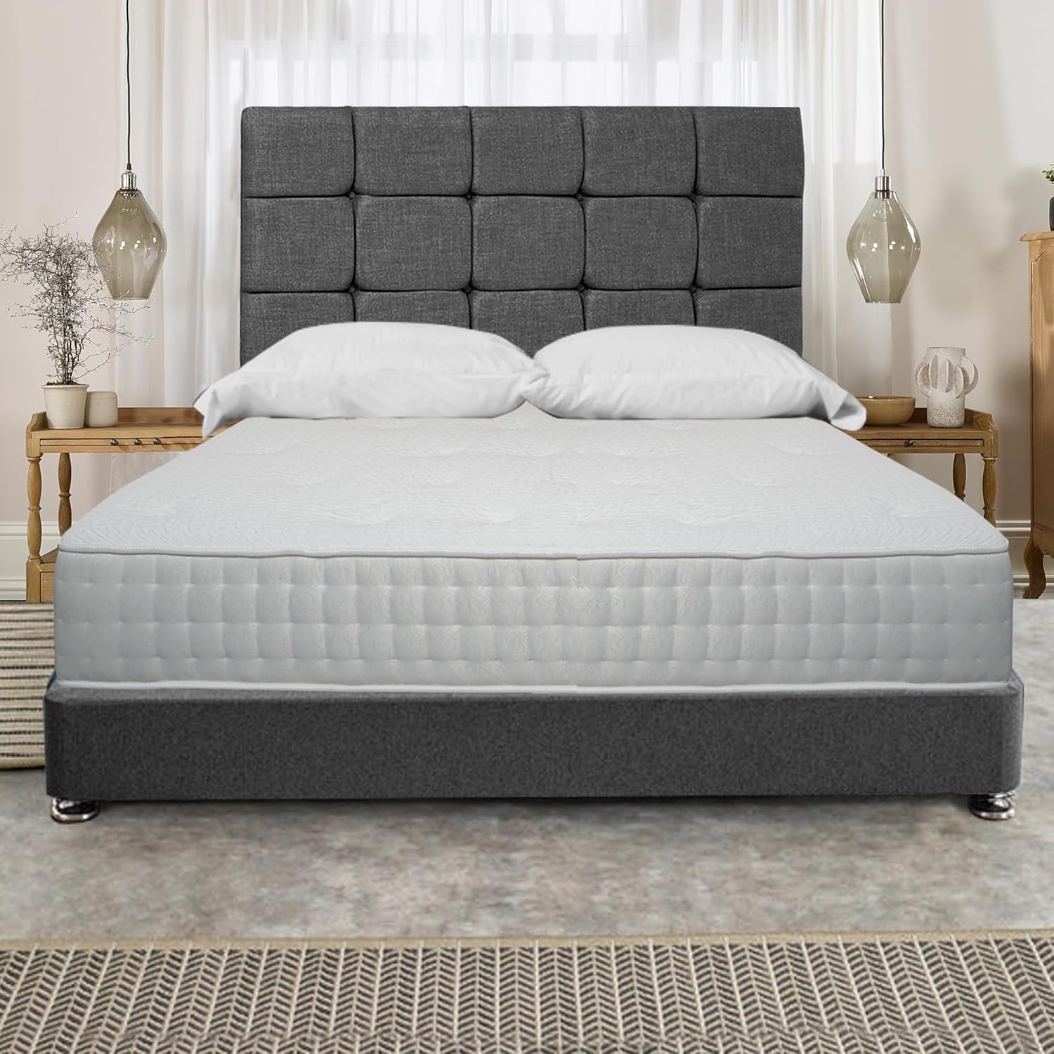 DIVAN  BED CUBED HEADBOARD