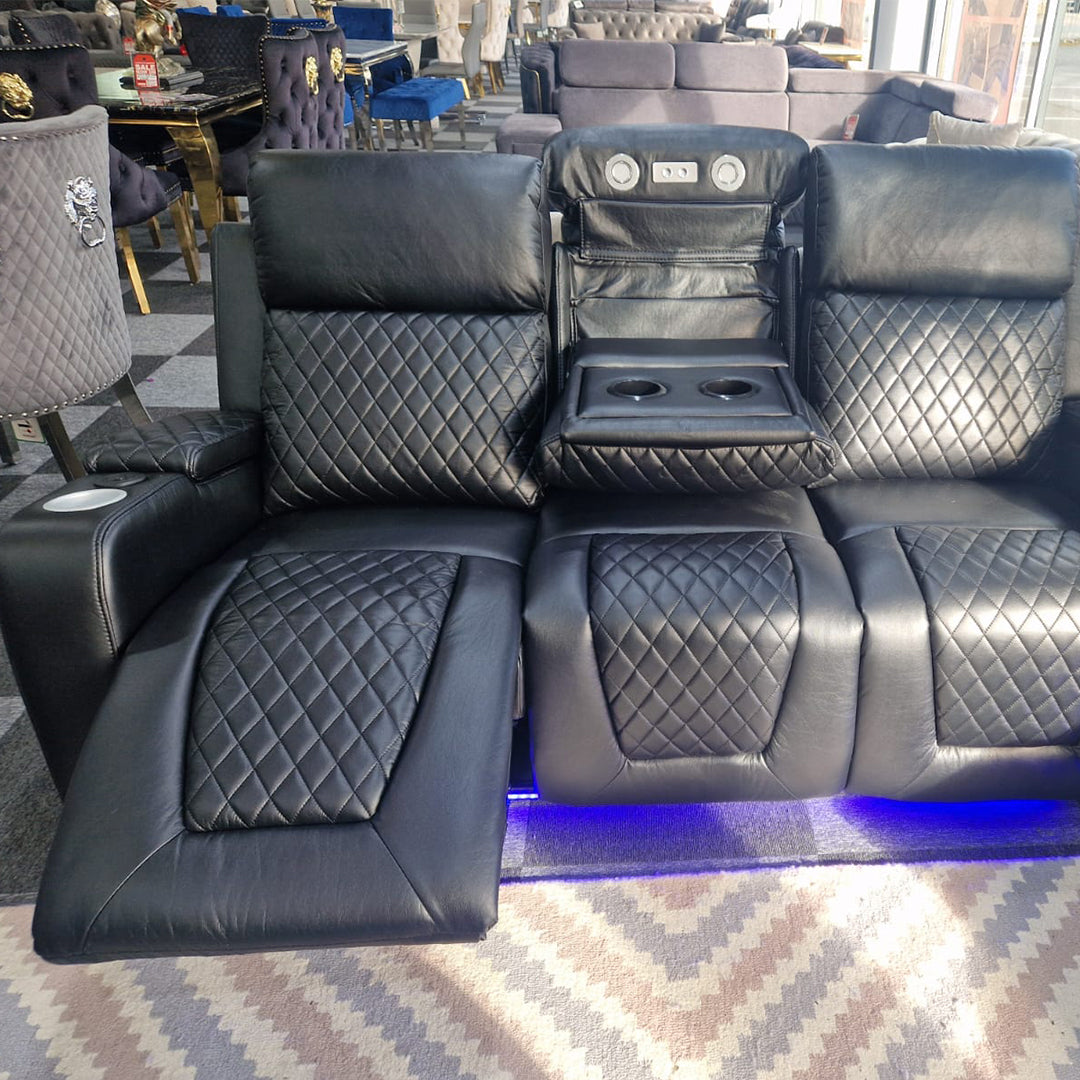 MNS Florida Music Electric Recliners 3+2 Seater Leather Sofa (Black, Grey) Blutooth Speakers/LED LIGHTS/USB CHARGER