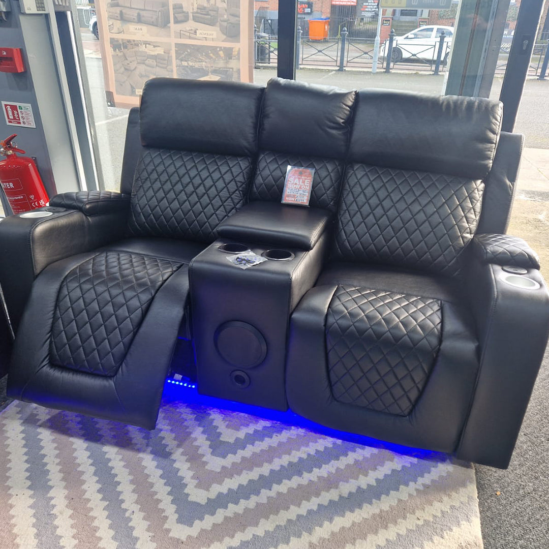 MNS Florida Music Electric Recliners 3+2 Seater Leather Sofa (Black, Grey) Blutooth Speakers/LED LIGHTS/USB CHARGER