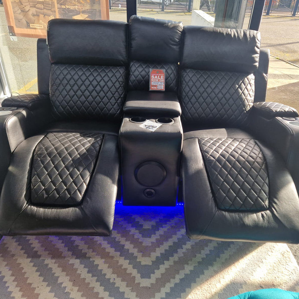 MNS Florida Music Electric Recliners 3+2 Seater Leather Sofa (Black, Grey) Blutooth Speakers/LED LIGHTS/USB CHARGER