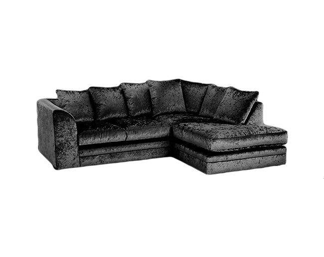 Black Crush Velvet 4  seater right corner Sofa