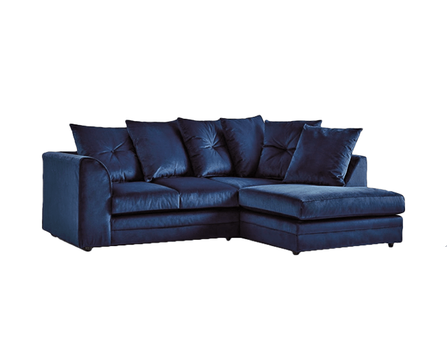 Sky Plush Velvet 4 seater right corner  Sofa