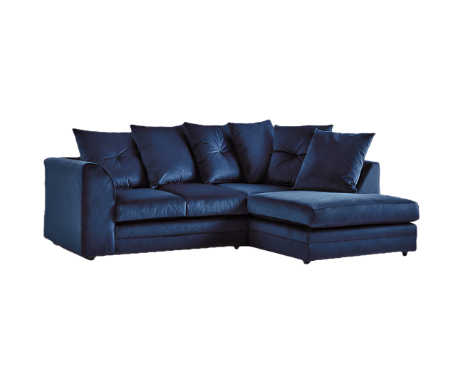 Turquoise Plush Velvet 4 seater right corner  Sofa