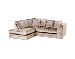 Silver Crush Velvet 4  seater left corner Sofa