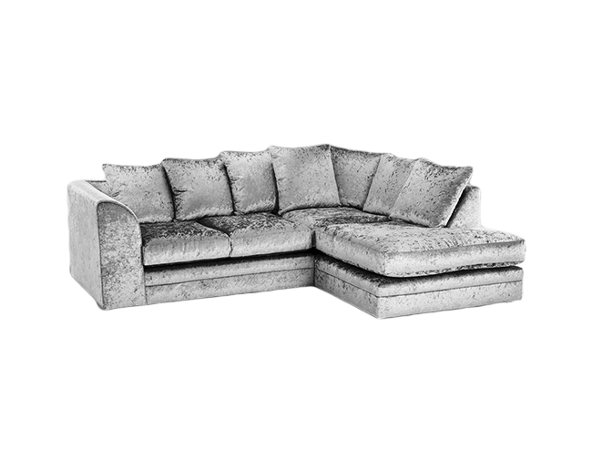 Black Crush Velvet 4  seater right corner Sofa