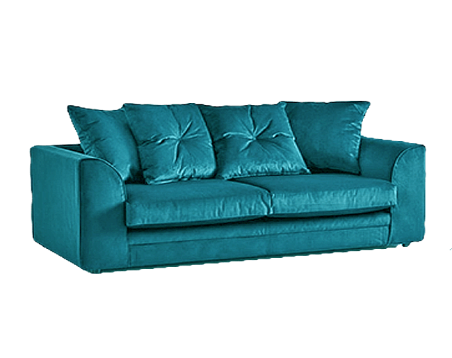 Turquoise Plush Velvet 3 Seater Sofa