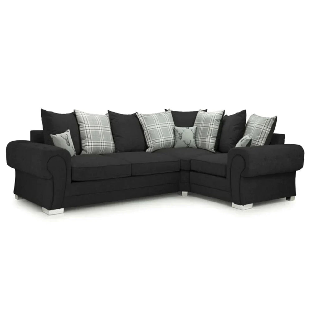 Verona Scatter back 4 seater sofa Black Right and Left Hand Facing Corner