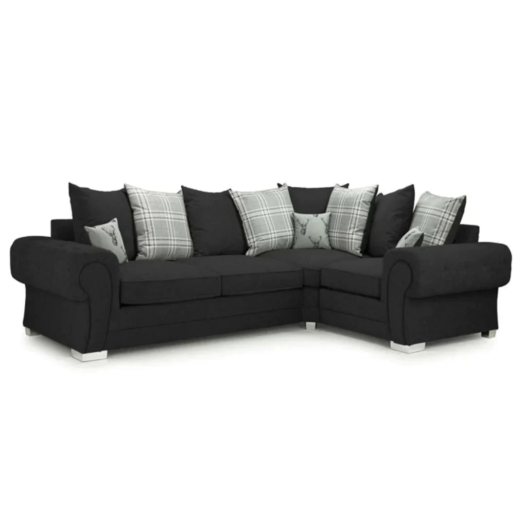 Verona Scatter back 4 seater sofa Black Right and Left Hand Facing Corner