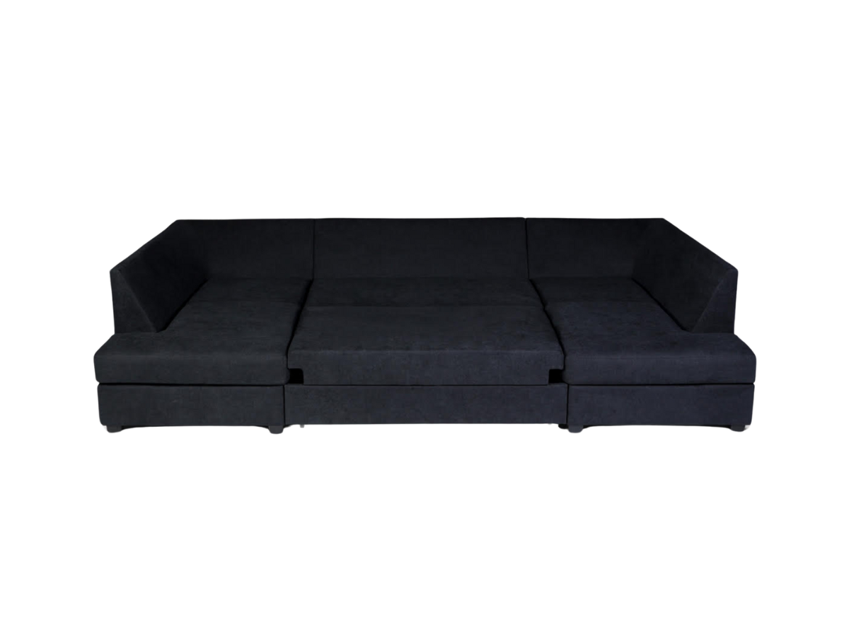 Deluxe Black U Shape Sofa Bed With Storage Kensington Fabric