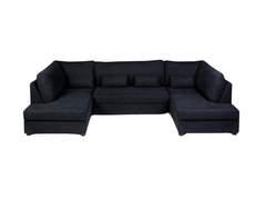 Deluxe Black U Shape Sofa Bed With Storage Kensington Fabric