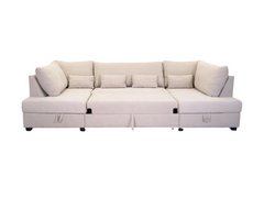 Deluxe Cream U Shape Sofa Bed With Storage Kensington Fabric