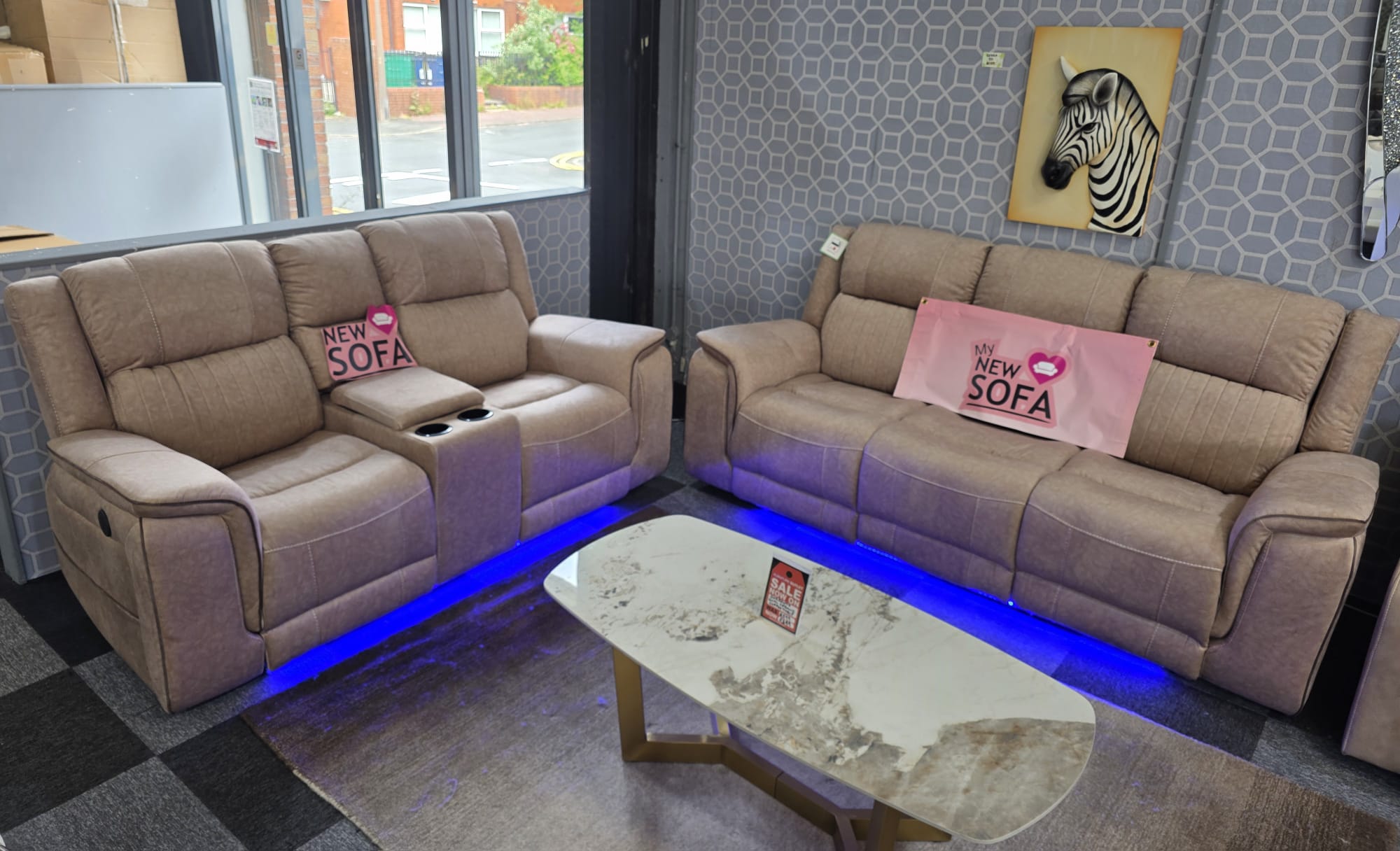 Hannah Electric Recliner 3+2 Sofa Micro Fibre Fabric