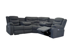 Napoli Grey Fabric Electric Recliner Corner Sofa