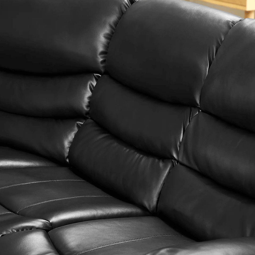 Roma Leather Recliner Corner Sofa (Black/Grey/Brown)