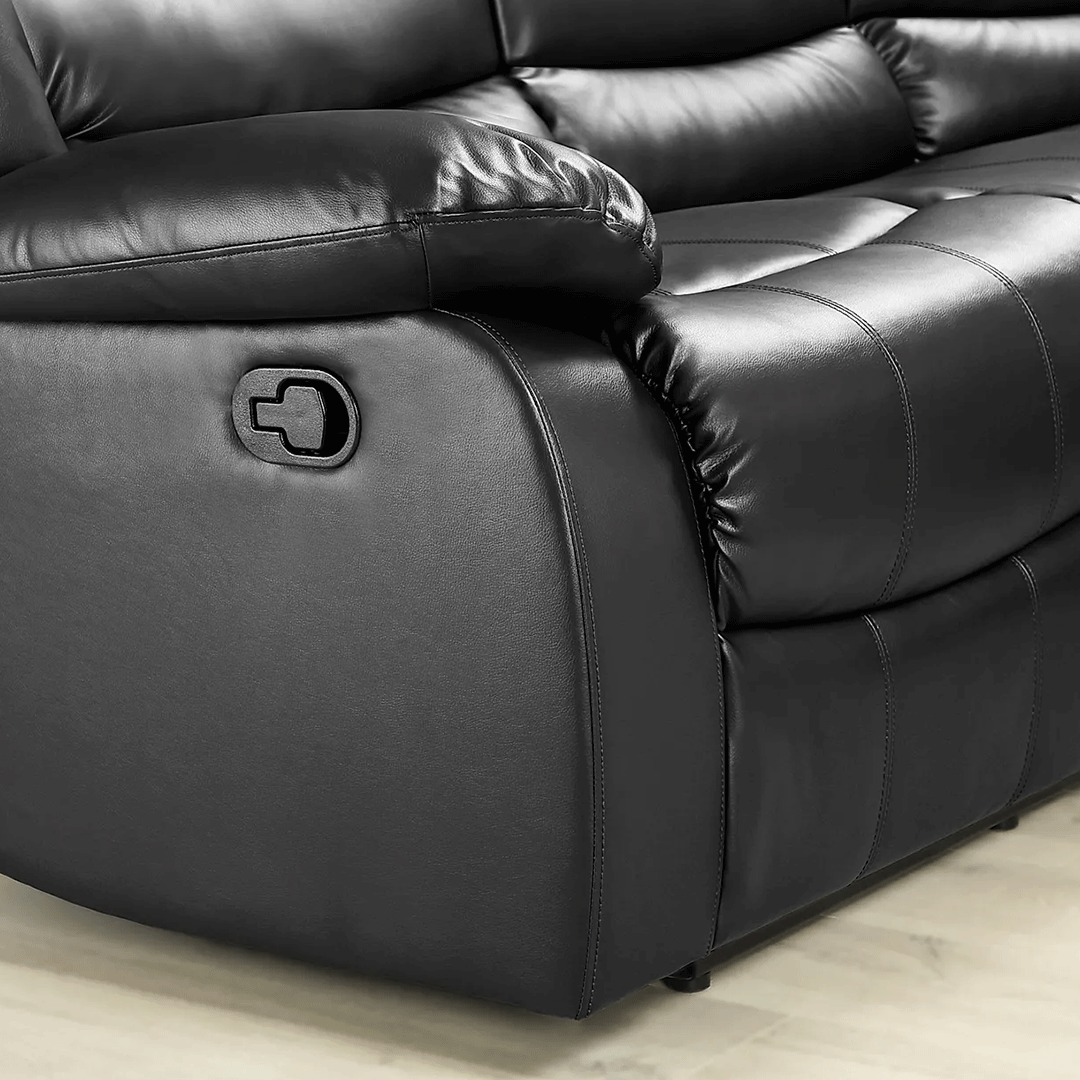 Roma Leather Recliner Corner Sofa (Black/Grey/Brown)