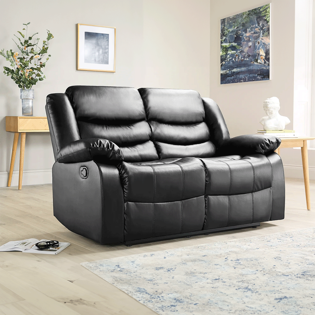 ROMA LEATHER RECLINER SOFA WITH CUPHOLDERS - 3+2 SEATER SOFA