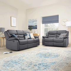 ROMA LEATHER RECLINER SOFA WITH CUPHOLDERS - 3+2 SEATER SOFA