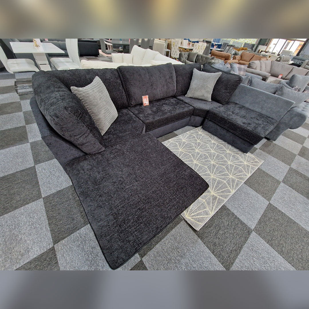 Bishop U Shape Sofa High Back In Black And Cream Colour