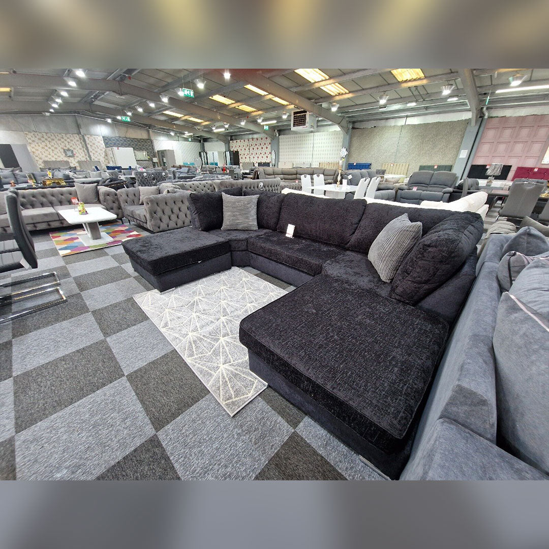 Bishop U Shape Sofa High Back In Black And Cream Colour