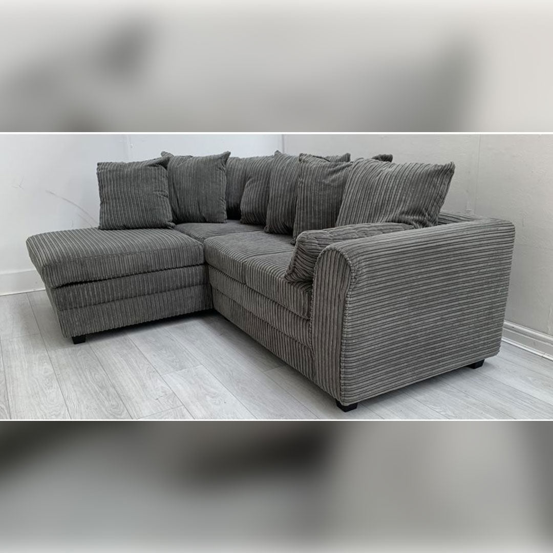 Dylan Jumbo Cord Corner Sofa Grey