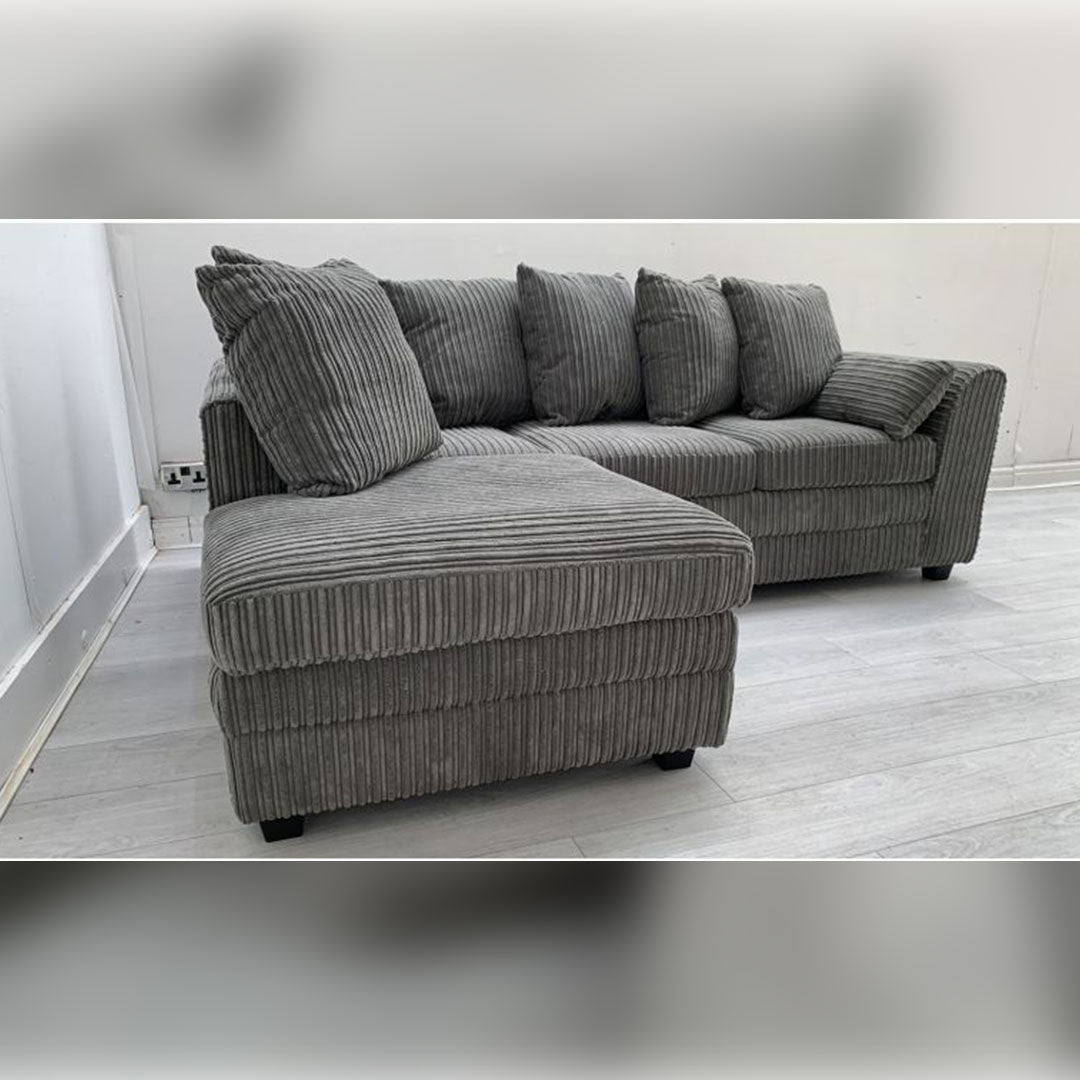 Dylan Jumbo Cord Corner Sofa Grey