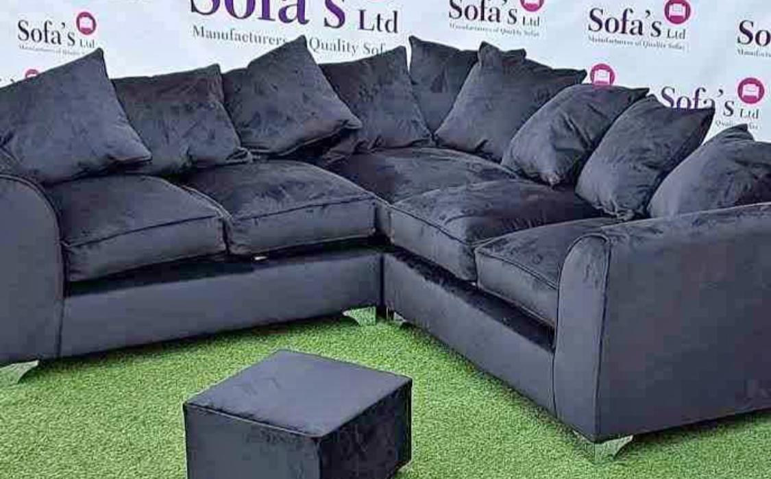 Sky Plush Velvet 5 seater dual arm   Sofa