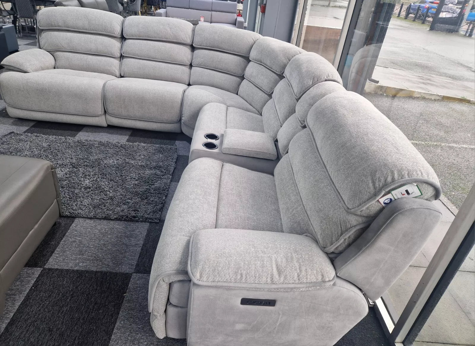 MNS Lakelyn Express Fabric Electric Recliner Modular Corner Sofa With USB Ports Power Recliner Sofa