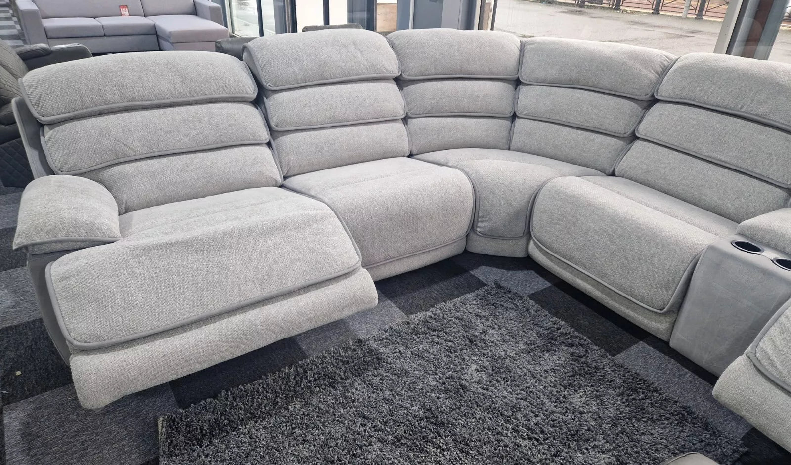 MNS Lakelyn Express Fabric Electric Recliner Modular Corner Sofa With USB Ports Power Recliner Sofa