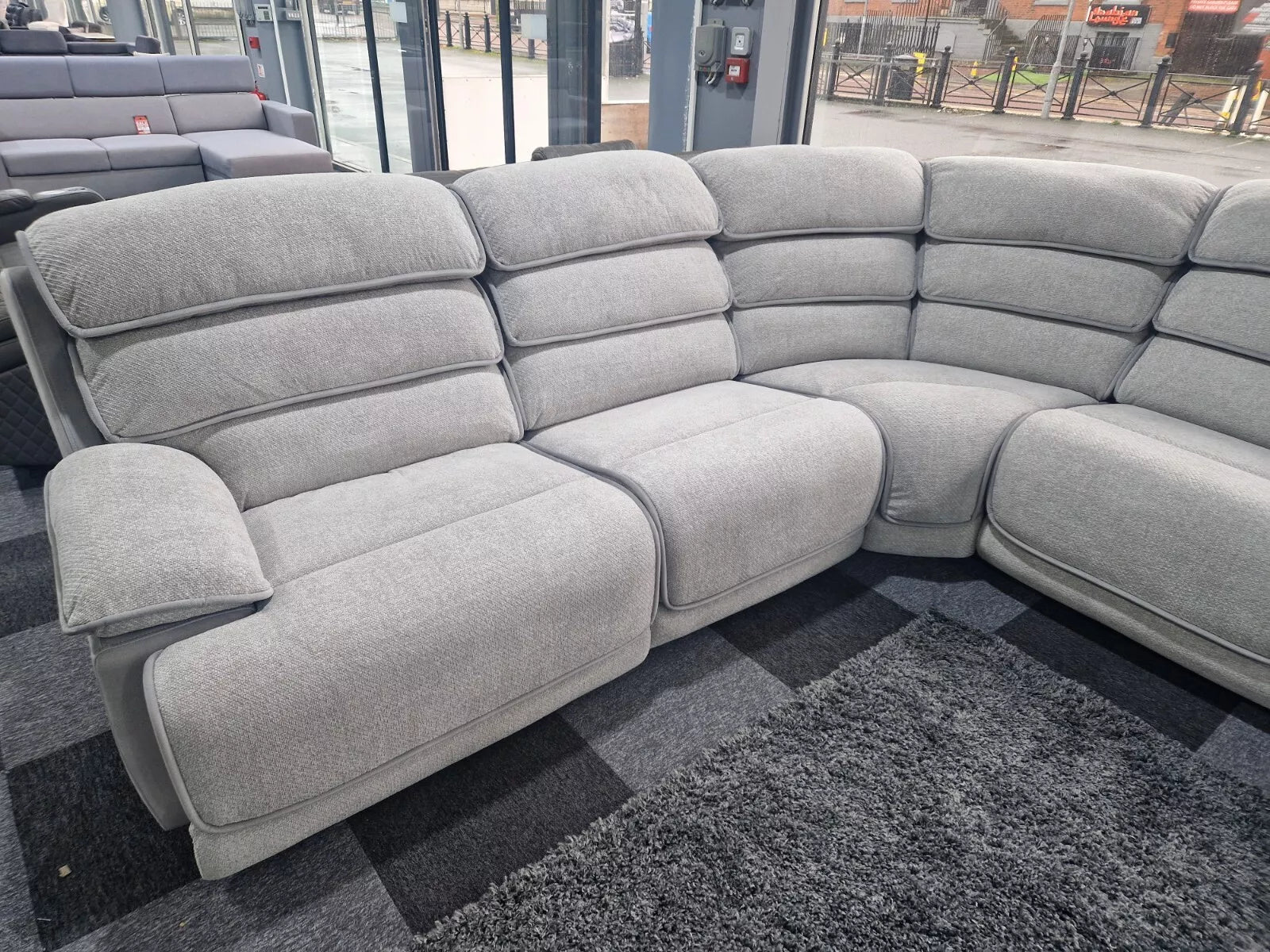 MNS Lakelyn Express Fabric Electric Recliner Modular Corner Sofa With USB Ports Power Recliner Sofa