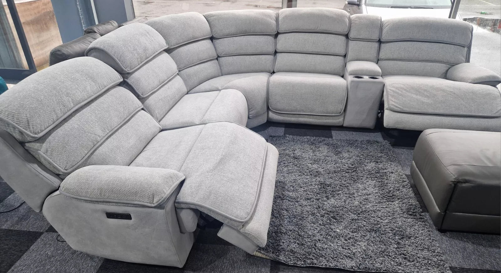 MNS Lakelyn Express Fabric Electric Recliner Modular Corner Sofa With USB Ports Power Recliner Sofa